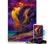 Rompecabezas Dragón Púrpura Junto al Mar, 1000 Piezas para Adolescentes, Ideal para Relajarse, Disfrutar de Momentos tranquilos, con Corte Suave y Elegante (50x75cm)