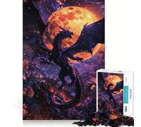 Rompecabezas Dragón Púrpura Luna Llena 1000 Piezas para Adolescentes Juguete para Desarrollar la Mente Juguete Divertido y Recreativo Diseño para Ensamblar (38x52cm)