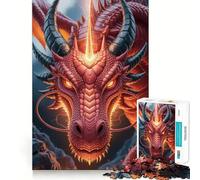 Rompecabezas Dragón Rojo de 1000 Piezas para Adolescentes, Juego de lógica, Entretenimiento, Piezas de colección de Arte de Corte preciso (38x26cm)