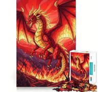 Rompecabezas Dragón Rojo en Escena de Batalla Ardiente para Adolescentes, 1000 Piezas, Juguete Mental, Escape Calmado, Borde Preciso, Regalo Increíble (38x26cm)