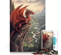 Rompecabezas Dragón Rojo en la Cima de la Montaña para Adultos, 1000 Piezas, Juego Inteligente, Relajante, Divertido, con Patrón, Regalo Preciado (50x75cm)