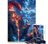 Rompecabezas Dragón Rojo sobre Paisaje Urbano en Llamas para Adolescentes, 1000 Piezas, Juego Mental, Juguete Relajante, Corte preciso, (50x75cm)