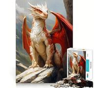 Rompecabezas Dragón Rojo sobre una Roca para Adolescentes, 1000 Piezas, Juguete Mental, Escapada de la Calma, Borde Preciso, Regalo Increíble (38x26cm)