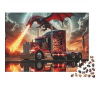Rompecabezas Dragon Truck Fantasy de 1000 Piezas, Dragon Truck Sunset, para Adultos. Juego Educativo. Hermosa decoración. Desafío de Alta dificultad. Regalos de cumpleaños. 38 x 26 cm.