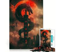 Rompecabezas Dragón Urbano Luna Roja 1000 Piezas Juego de Diversión Cognitiva Troquelado de Alta Precisión Aliviar el Estrés (50x75cm)