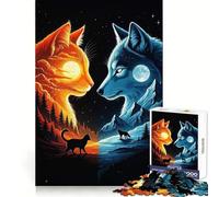Rompecabezas Dualidad de Gato y Lobo para Adolescentes, 1000 Piezas, desafío Inteligente, Escape Relajante, Cierre Fino, Bonito Regalo (50x75cm)