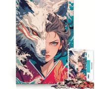 Rompecabezas Dualidad Lobo y Geisha de 1000 Piezas Juego Mental Divertido Diseño de Ajuste Huecos Regalo Ideal para reuniones Familiares (38x52cm)