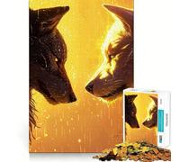Rompecabezas Duelo de Lobos en Llamas,1000 Piezas,estimulación cognitiva,diversión,Piezas sin Rebabas,Corte Limpio,Juguete de Entretenimiento para Interiores (38x26cm)