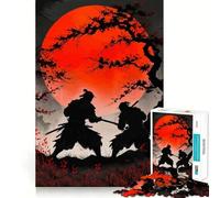 Rompecabezas Duelo de samuráis con Luna Roja para Adultos, 1000 Piezas, Mejora la Memoria, relaja la Mente, Pieza de colección de Arte de Bordes Afilados (38x26cm)
