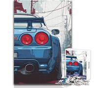 Rompecabezas Duro con ilustración del Nissan Skyline GT-R Azul para Adultos, 1000 Piezas, Juego Educativo, desafío Mental, Valor Sentimental, tamaño 38x26cm