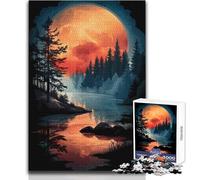 Rompecabezas Duro con Reflejo de Luna y Bosque para Adultos, 1000 Piezas, Juego Educativo de desafío Mental, Valor Sentimental, tamaño 38x26cm