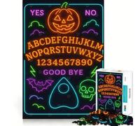 Rompecabezas Duro de 1000 Piezas con diseño de Tablero de espíritus de Halloween neón para Adultos, Juguete de Tren lógico, Tiempo de Paz, Corte Suave, Regalo Premium (38x52cm)