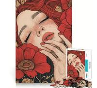 Rompecabezas Duro de Belleza Floral roja para Adultos, 1000 Piezas Mejora la Memoria, relaja la Mente, Bordes Afilados, Regalo Elegante (38x26cm)