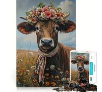 Rompecabezas Duro de Granja Rural con Vaca Suiza para Adultos, 1000 Piezas, fortalece la Memoria, Alivia el estrés, Pieza de Arte 38x26cm