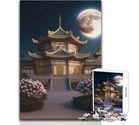Rompecabezas Duro de Palacio Chino con Luna para Adultos, 1000 Piezas, Juego Educativo, desafío Mental, Valor Sentimental, tamaño 38x52cm