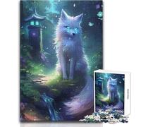 Rompecabezas Duro Kitsune Fox White Neon para Adultos, 1000 Piezas, Juego Educativo, desafío Mental, Valor Sentimental, tamaño 38x52cm