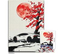 Rompecabezas Duro Lamborghini Huracan bajo los cerezos en Flor para Adultos, 1000 Piezas, Juego Educativo, desafío Mental, Valor Sentimental, tamaño 38x26cm