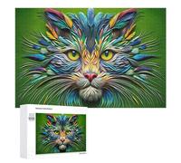 Rompecabezas duro para adultos, 1000 piezas, arte colorido de gatos con plumas, juego familiar para diversión familiar, gran regalo para juegos, 1000 piezas