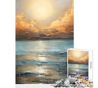 Rompecabezas Duro para Adultos 1000 Piezas Atardecer Dorado sobre Mares de pátina de Cobre Juguetes de Bricolaje Regalo de cumpleaños Juego práctico colección de Artistas Bellas Artes tamaño 50x75cm