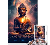 Rompecabezas Duro para Adultos 1000 Piezas Buda Loto Llama Sagrada decoración del hogar Juguetes Ideas de Regalo para Juegos educativos Cada Pieza es única - tamaño 50x75cm