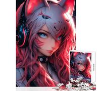 Rompecabezas Duro para Adultos 1000 Piezas Cyberpunk Neko Cat Girl decoración del hogar Juguetes Regalos para Mujeres Hombres Juegos de relajación desafiantes para completar tamaño 38x52cm