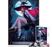 Rompecabezas Duro para Adultos 1000 Piezas diseño de Bruja de Anime en Escoba Cartas del Tarot Juguete para decoración de Pared Obra de Arte Regalo Juego práctico colección de Artistas Bellas Artes