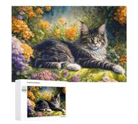 Rompecabezas duro para adultos, 1000 piezas, diseño floral, jardín, gato, obras de arte para adultos, juego familiar para diversión familiar, gran regalo para juegos, 1000 piezas