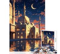 Rompecabezas Duro para Adultos 1000 Piezas Escena Nocturna de Mezquita Juguete para decoración de Pared Obra de Arte Regalo Juego práctico colección de Artistas Bellas Artes tamaño 50x75cm