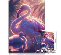 Rompecabezas Duro para Adultos, 1000 Piezas, Flamenco Rosa con Pollito, para Momentos de Tranquilidad y Disfrute, Juguete de precisión estricta, tamaño 50x75cm