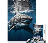 Rompecabezas Duro para Adultos 1000 Piezas Gran tiburón Blanco Submarino decoración del hogar Juguetes Regalos para Mujeres y Hombres Juegos de relajación desafiantes para completar tamaño 50x75cm