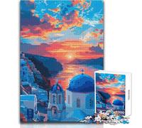 Rompecabezas Duro para Adultos, 1000 Piezas, Grecia, Santorini, Pixel Art, diversión Familiar y Noche de Juegos, patrón de ensamblaje, Juguetes antiestrés, tamaño 38x26cm