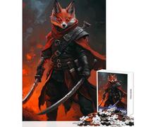 Rompecabezas Duro para Adultos 1000 Piezas Guerrero Zorro con Espadas Juguete Educativo Gran Regalo para Juegos Juegos educativos colección de Artistas Bellas Artes tamaño 50x75cm