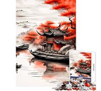 Rompecabezas Duro para Adultos 1000 Piezas Lago Pagoda japonés Juguete Educativo Obra de Arte Regalo para Juego Educativo Cada Pieza es única - Tamaño 38x52cm