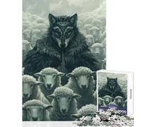 Rompecabezas Duro para Adultos 1000 Piezas máscara de Lobo Oveja líder Juguete decoración de Pared Gran Regalo Juego práctico Cada Pieza es única - Tamaño 38x52cm