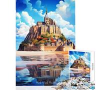 Rompecabezas Duro para Adultos 1000 Piezas Mont Saint Michel Juguete artístico decoración de Pared Obra de Arte Regalo Juego práctico colección de Artistas Bellas Artes tamaño 38x26cm