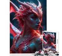 Rompecabezas Duro para Adultos 1000 Piezas Mujer dragón Sexy Juguete Educativo híbrido Gran Regalo para Juegos Juegos educativos colección de Artistas Bellas Artes tamaño 38x26cm