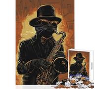 Rompecabezas Duro para Adultos 1000 Piezas Original Gato Saxofonista Juguete Educativo Gran Regalo para Juegos Juegos educativos Colección de Artistas Bellas Artes Tamaño 38x26cm