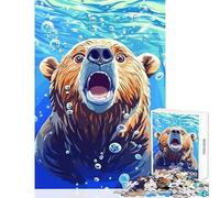 Rompecabezas Duro para Adultos 1000 Piezas Oso sorprendido bajo el Agua con Burbujas Juguete Educativo Obra de Arte Regalo para Juego Educativo Cada Pieza es única Tamaño: 50x75cm