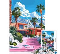 Rompecabezas Duro para Adultos 1000 Piezas Palm Springs Estilo Moderno de Mediados de Siglo Juguetes antiestrés Regalos de Amigo Secreto Juegos Familiares desafío Educativo tamaño 38x52cm