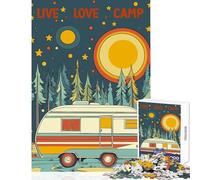 Rompecabezas Duro para Adultos 1000 Piezas póster Retro de Live Love Camper Juguetes antiestrés Regalo Divertido Juegos educativos desafío Educativo tamaño 38x52cm