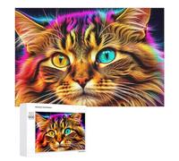 Rompecabezas duro para adultos, 1000 piezas, retrato de gato colorido, 1 rompecabezas para adultos, juego familiar para diversión familiar, gran regalo para juegos, 1000 piezas