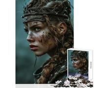 Rompecabezas Duro para Adultos 1000 Piezas Retrato de Mujer guerrera vikinga decoración del hogar Juguetes Regalo Divertido Juego Familiar Cada Pieza es única - Tamaño 50x75cm