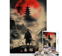 Rompecabezas Duro para Adultos 1000 Piezas Samurai Solitude Red Moon Juguete para decoración de Pared Regalo de cumpleaños para Juego Educativo Cada Pieza es única Tamaño: 38x26cm