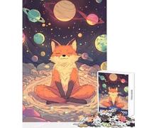 Rompecabezas Duro para Adultos 1000 Piezas Zorro meditando en el Espacio Juguetes antiestrés Regalo Divertido Juegos educativos desafío Educativo tamaño 38x26cm