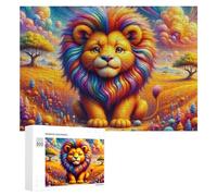 Rompecabezas duro para adultos, 300 piezas, colorido león, fantasía, paisaje, juego familiar para diversión familiar, gran regalo para juegos, 300 piezas