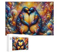 Rompecabezas duro para adultos, 300 piezas, coloridos pingüinos abstractos, obras de arte para adultos, juego familiar para diversión familiar, gran regalo para juegos, 300 piezas