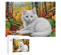 Rompecabezas duro para adultos, 300 piezas, retrato de gato otoñal, rompecabezas para adultos, juego familiar para diversión familiar, gran regalo para juegos, 300 piezas