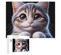 Rompecabezas duro para adultos, 500 piezas, adorable gatito primer plano, juego familiar para diversión familiar, gran regalo para juegos, 500 piezas