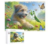 Rompecabezas duro para adultos, 500 piezas, armonía de la naturaleza, perro, insectos, flores, rompecabezas para adultos, juego familiar para diversión familiar, gran regalo para juegos, 500 piezas