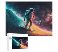 Rompecabezas duro para adultos, 500 piezas, astronauta surfeando en el espacio, rompecabezas para adultos, juego familiar para diversión familiar, gran regalo para juegos, 500 piezas